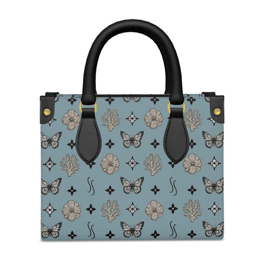 MOTIF MINI SHOPPER BAG - DUSTY GREY BLUE AND BLACK