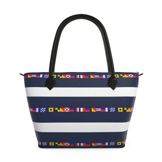 I LOVE THE OCEAN - NAUTICAL ZIP TOP TOTE BAG