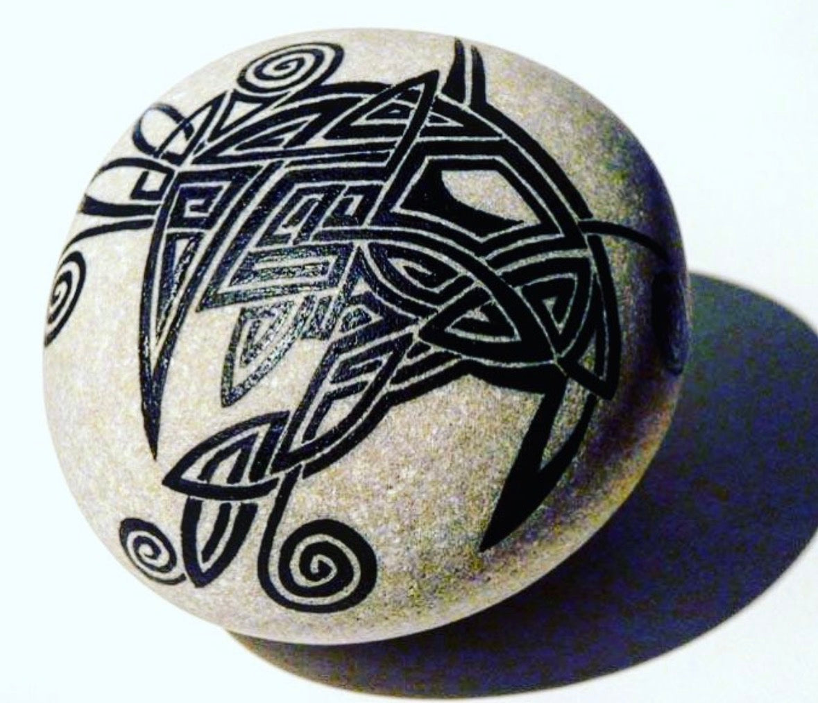 CELTIC KNOT INSPIRED PAINTED STONE
