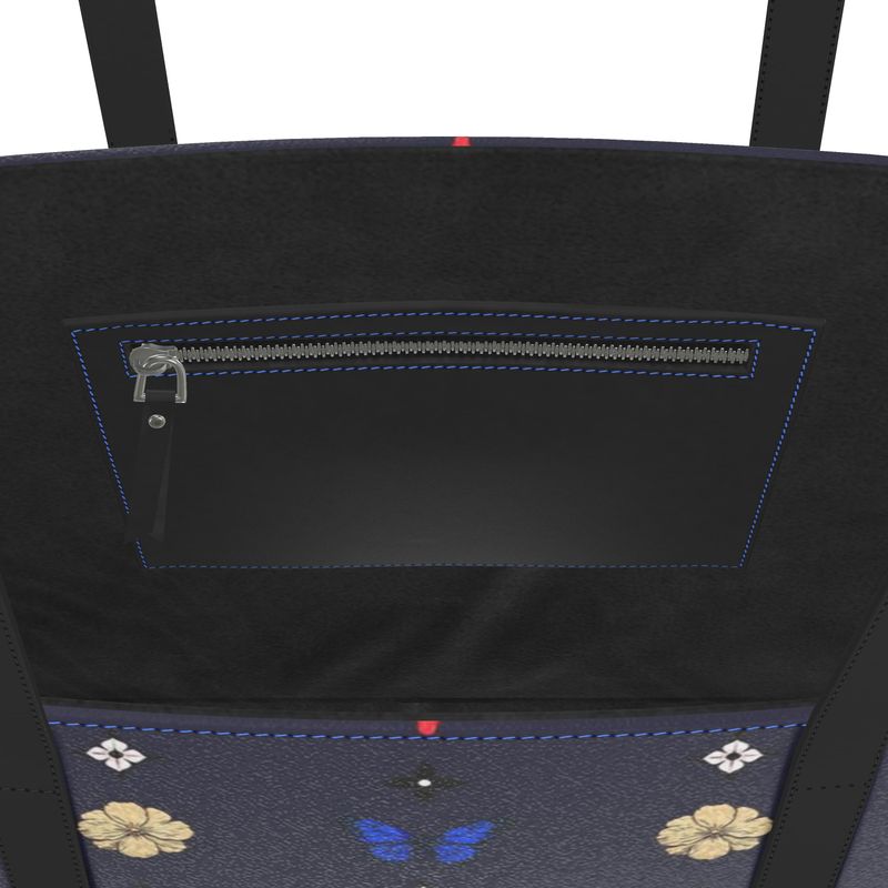 Designer Kika Motif Tote - Navy Coral Cobalt and Mustard
