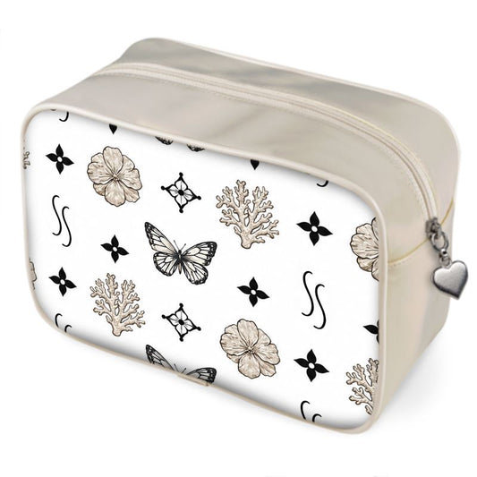 MOTIF WASH BAG - WHITE AND IVORY BEIGE
