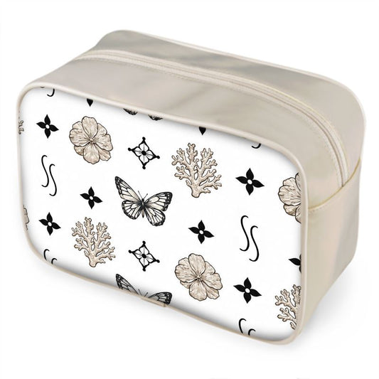 MOTIF WASH BAG - WHITE AND IVORY BEIGE