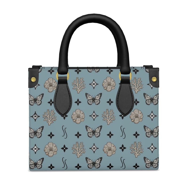 MOTIF MINI SHOPPER BAG - DUSTY GREY BLUE AND BLACK
