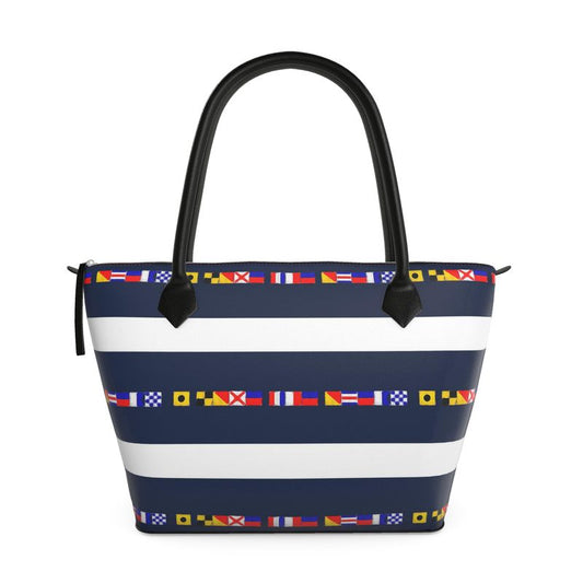 I LOVE THE OCEAN - NAUTICAL ZIP TOP TOTE BAG