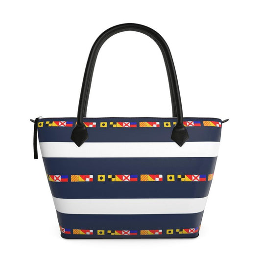 I LOVE YOU - NAUTICAL ZIP TOP TOTE BAG