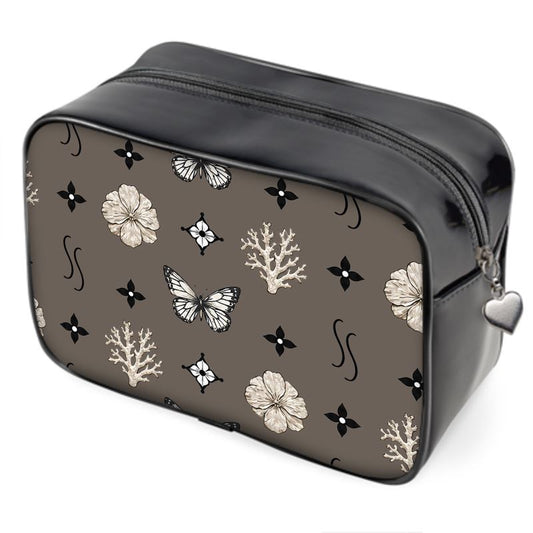 MOTIF WASH BAG - DUSTY BROWN AND BLACK