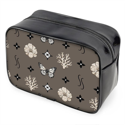 MOTIF WASH BAG - DUSTY BROWN AND BLACK