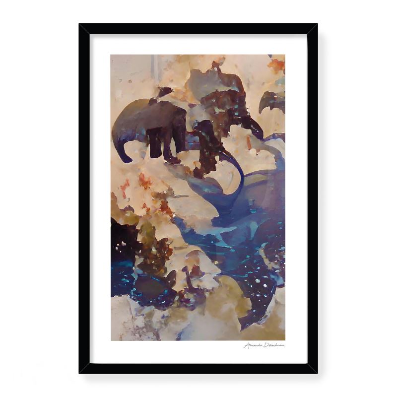 ELEPHANT CROSSING - LIMITED EDITION FRAMED ART PRINT