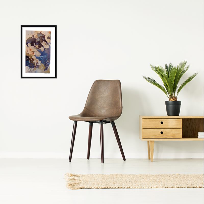ELEPHANT CROSSING - LIMITED EDITION FRAMED ART PRINT