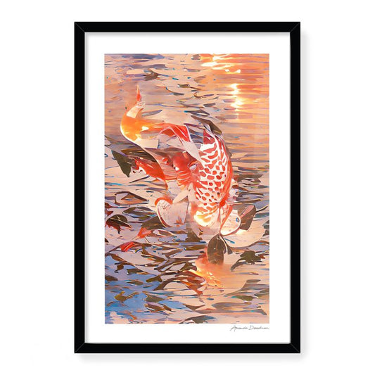THE GOLDEN ONE CIRCLE OF KOI I - LIMITED EDITION FRAMED ART PRINT