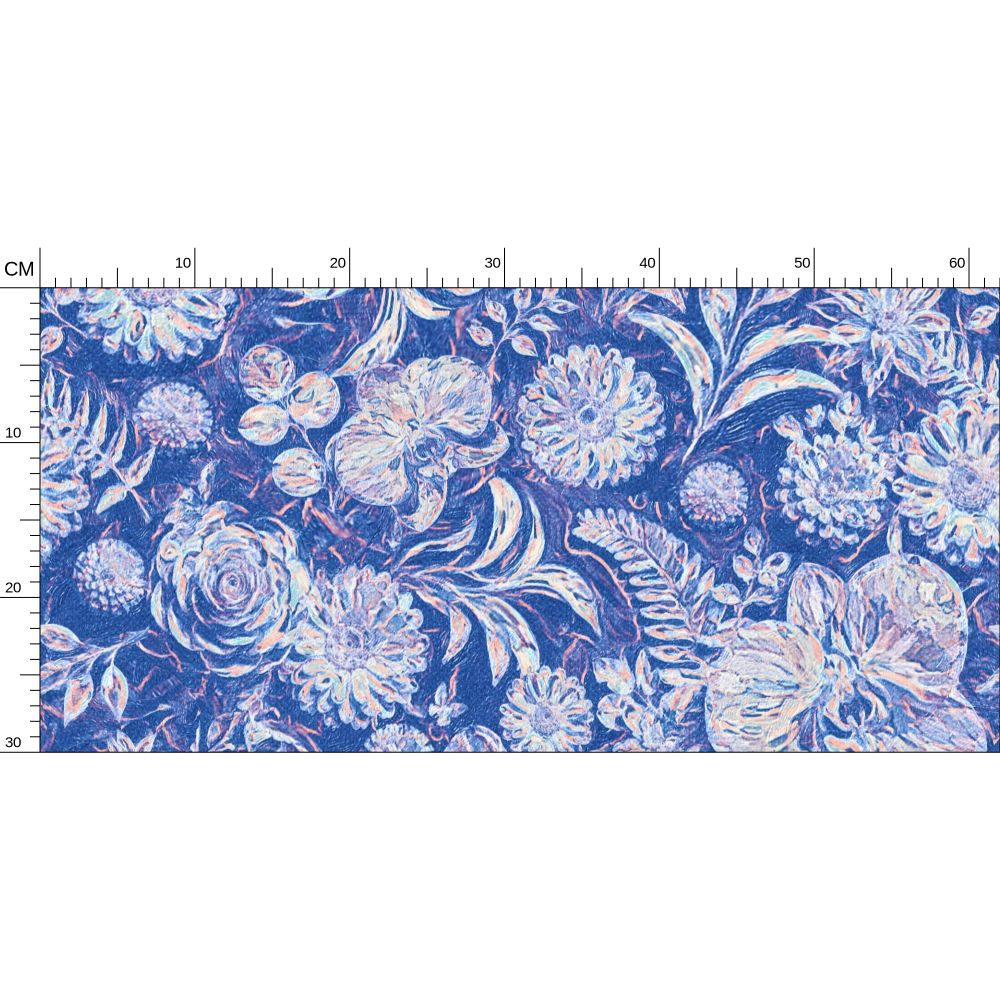BIG FLORAL - REPEAT PATTERN WALLPAPER - BLUE