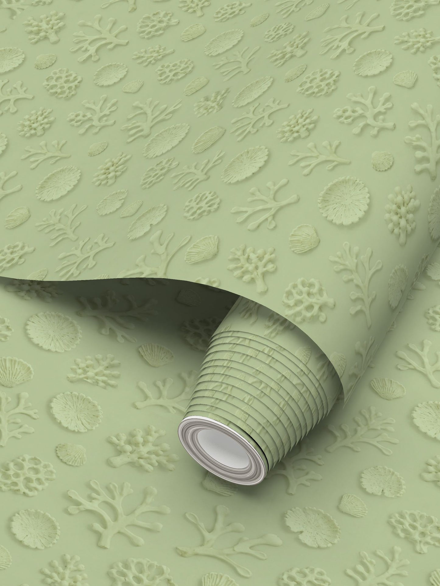 SHADOW CORAL - SPRING MOSS - REPEAT PATTERN WALLPAPER