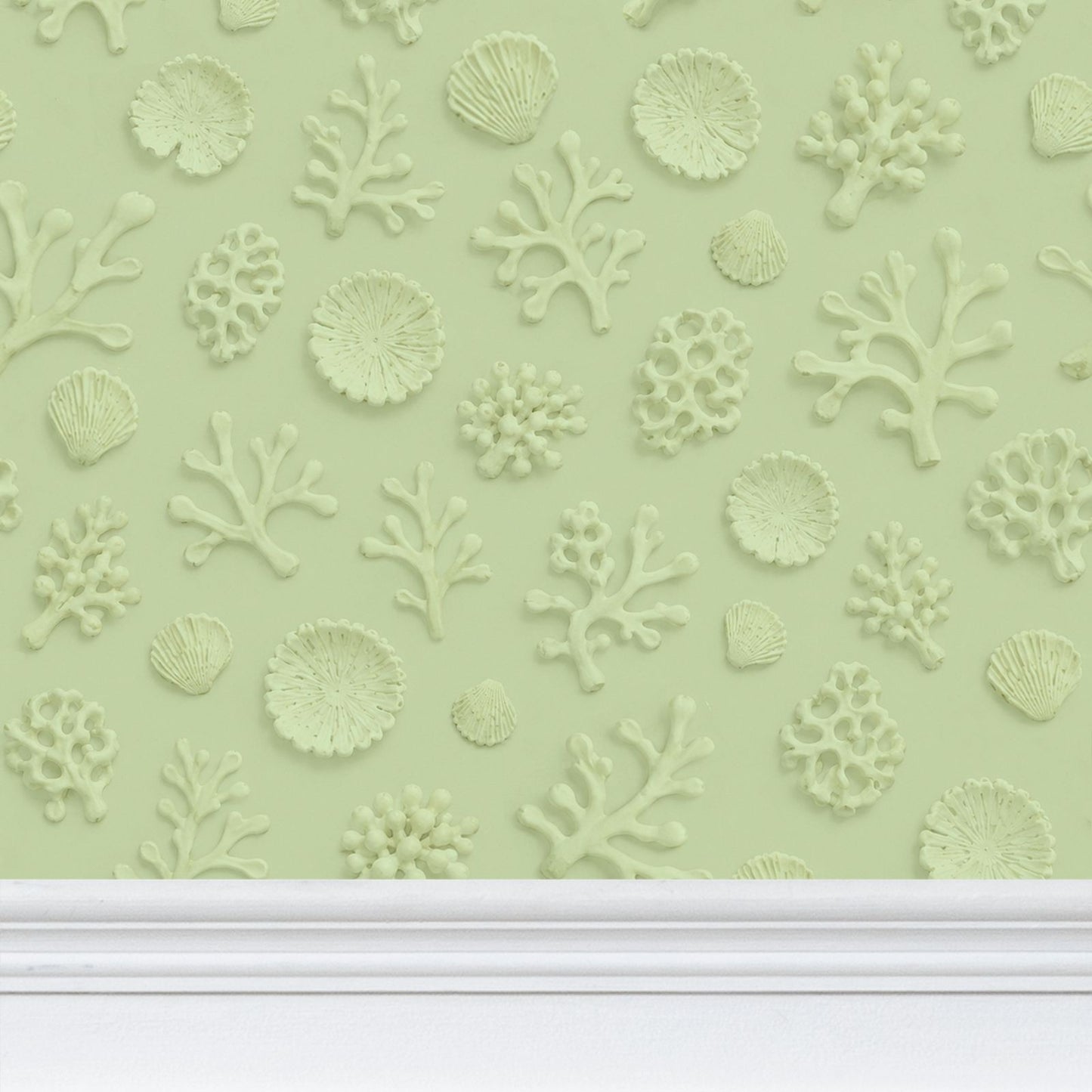 SHADOW CORAL - SPRING MOSS - REPEAT PATTERN WALLPAPER