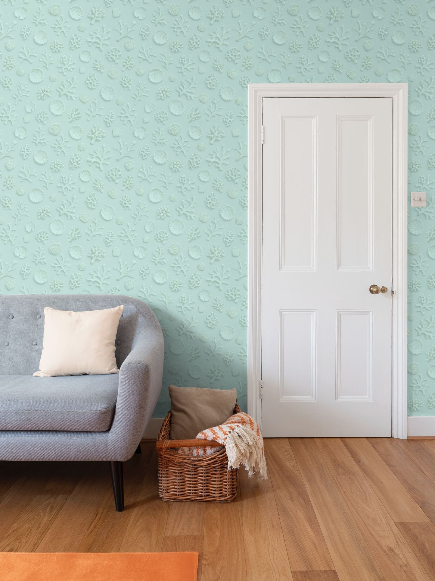 SHADOW CORAL - SEA GLASS - REPEAT PATTERN WALLPAPER