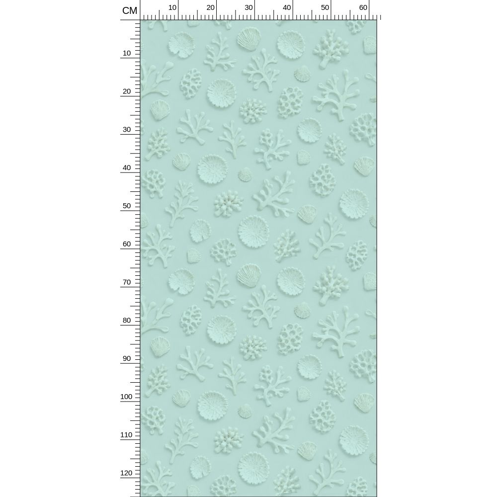 SHADOW CORAL - SEA GLASS - REPEAT PATTERN WALLPAPER