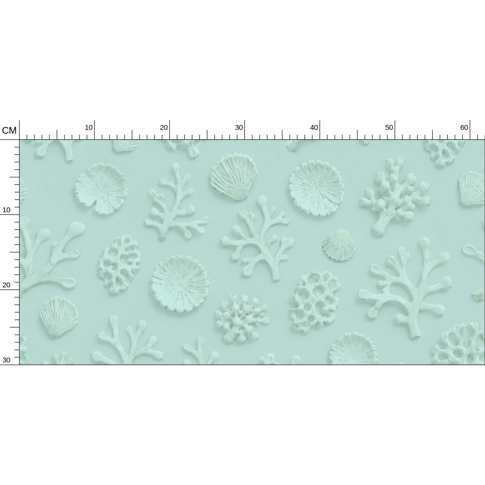 SHADOW CORAL - REPEAT PATTERN WALLPAPER - PASTEL AQUA