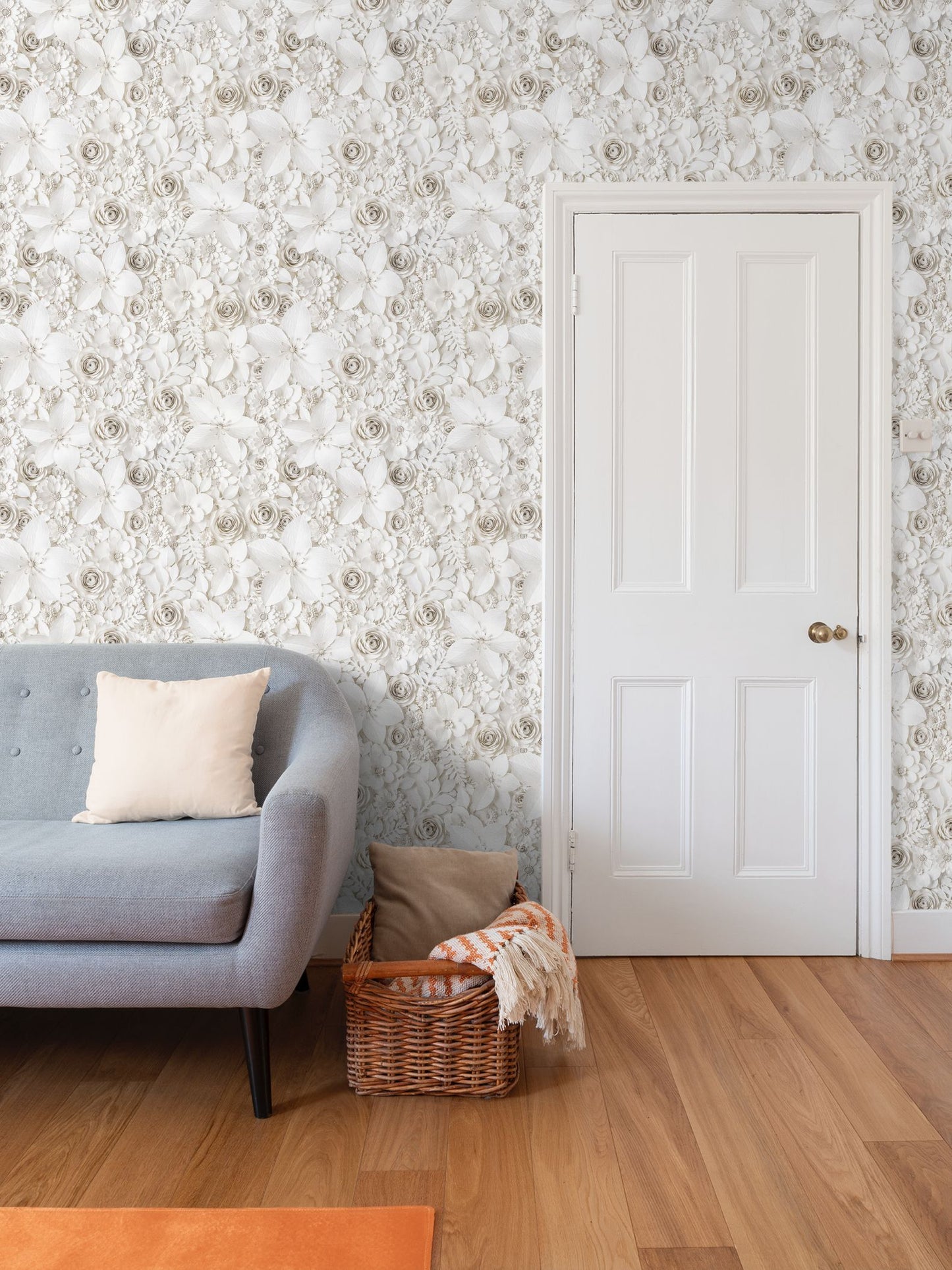 PAPER FLOWER GARDEN - IVORY - REPEAT PATTERN WALLPAPER