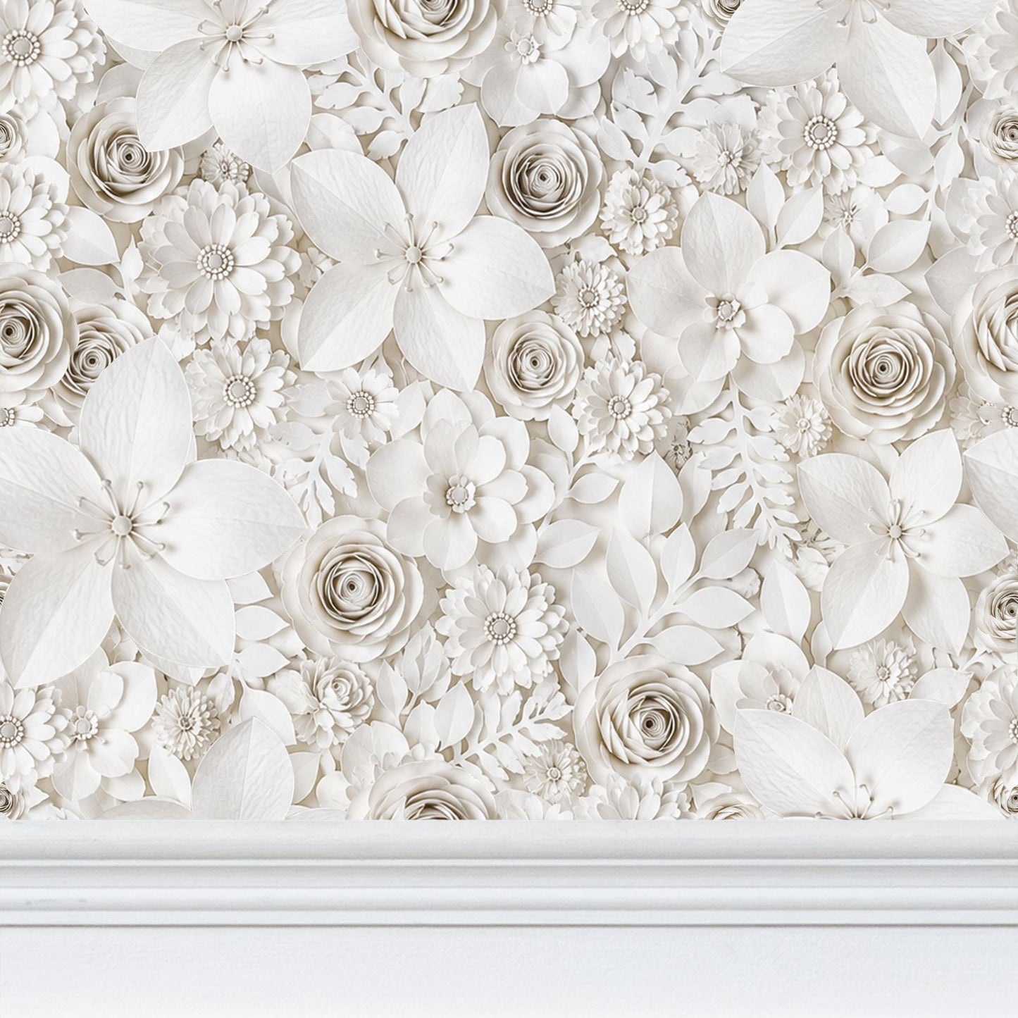 PAPER FLOWER GARDEN - IVORY - REPEAT PATTERN WALLPAPER