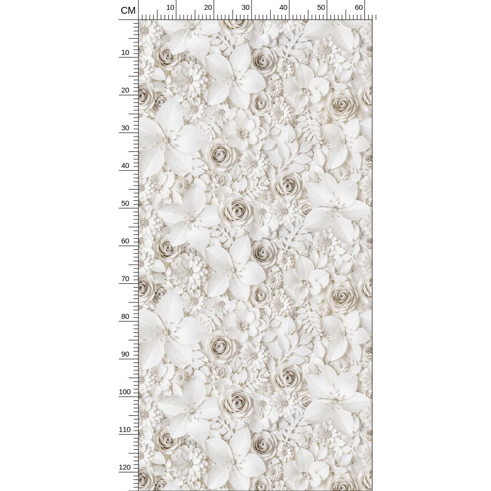 PAPER FLOWER GARDEN - IVORY - REPEAT PATTERN WALLPAPER