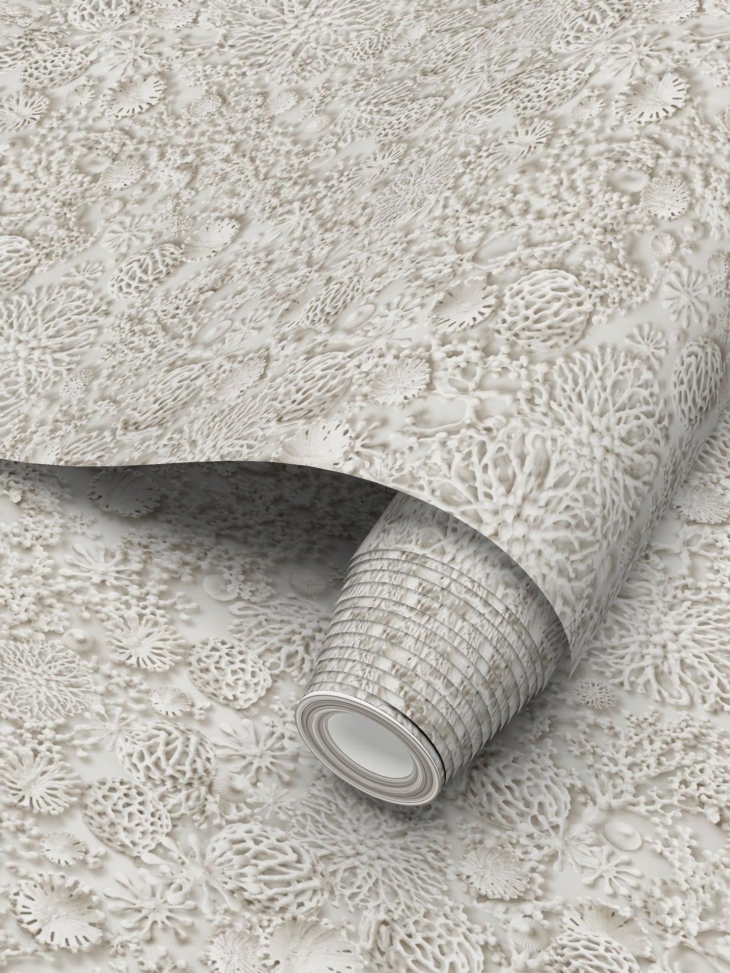 QUIET CORAL - REPEAT PATTERN WALLPAPER - WHITE