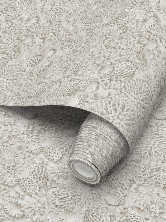 QUIET CORAL - REPEAT PATTERN WALLPAPER - WHITE