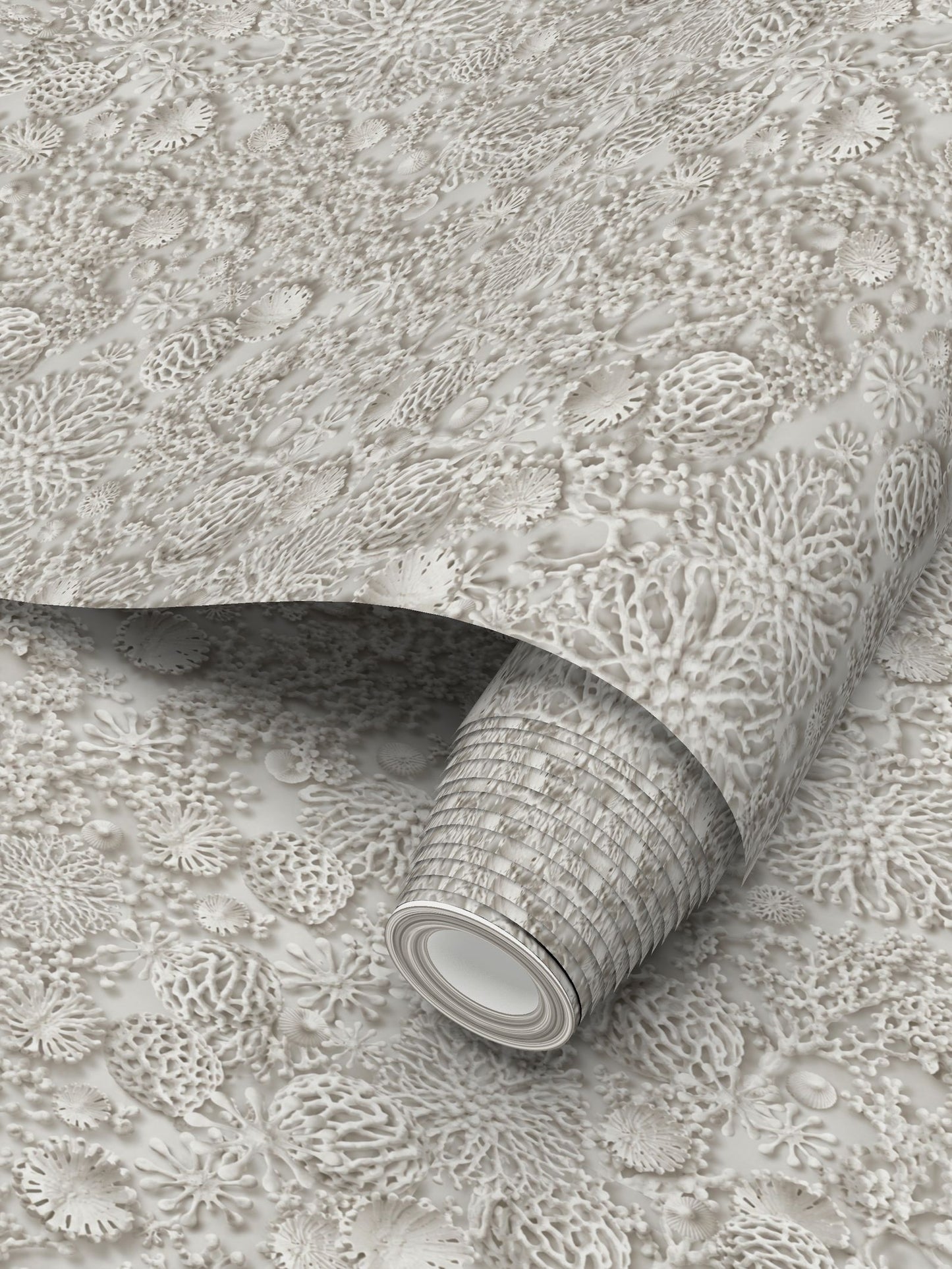 QUIET CORAL - WHITE PEARL - REPEAT PATTERN WALLPAPER