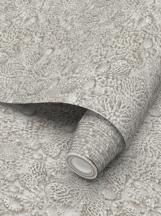 QUIET CORAL - WHITE PEARL - REPEAT PATTERN WALLPAPER