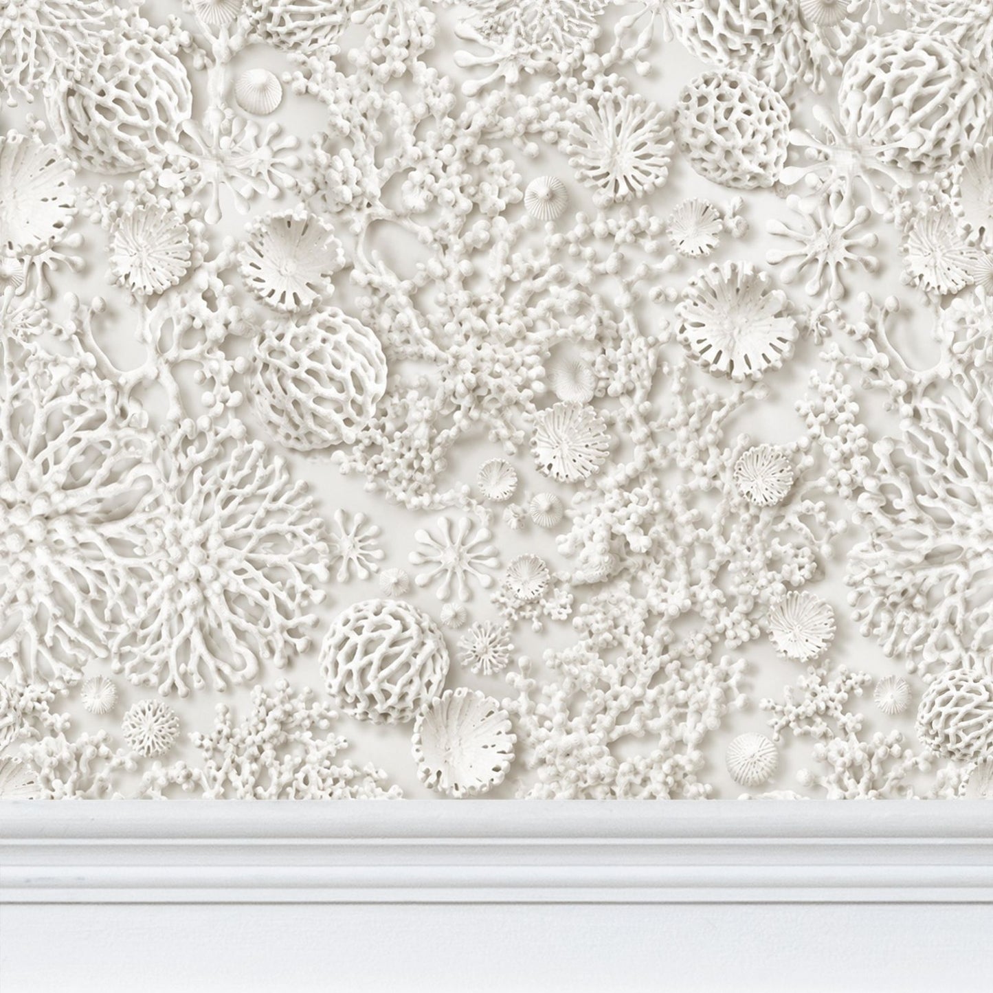 QUIET CORAL - REPEAT PATTERN WALLPAPER - WHITE