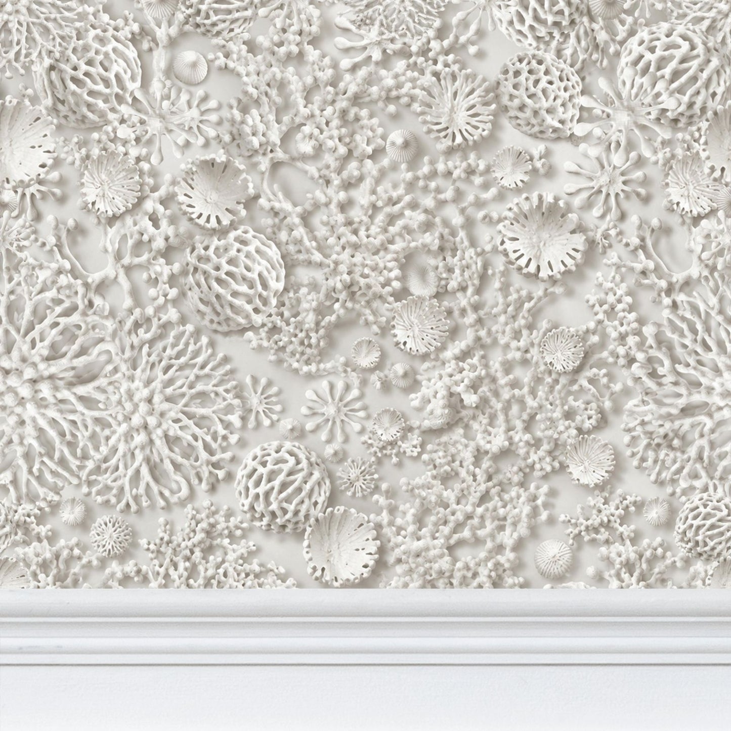 QUIET CORAL - WHITE PEARL - REPEAT PATTERN WALLPAPER