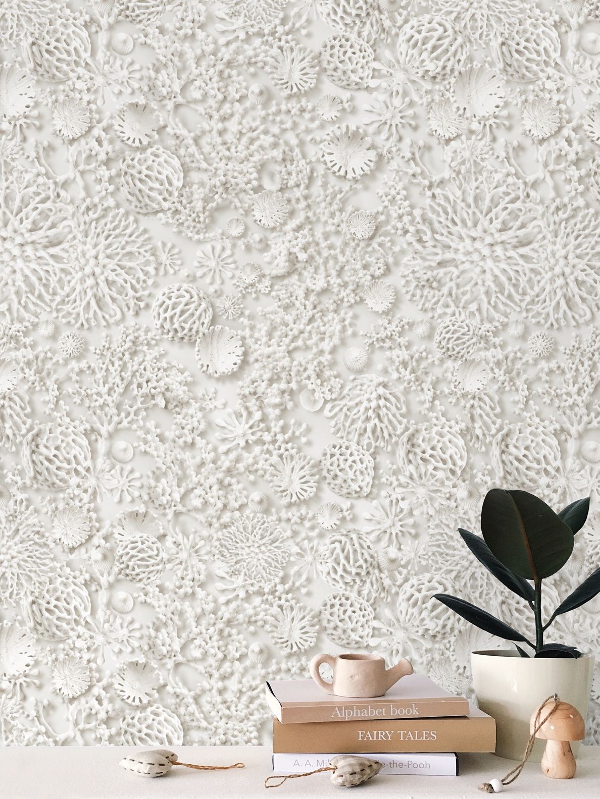 QUIET CORAL - REPEAT PATTERN WALLPAPER - WHITE