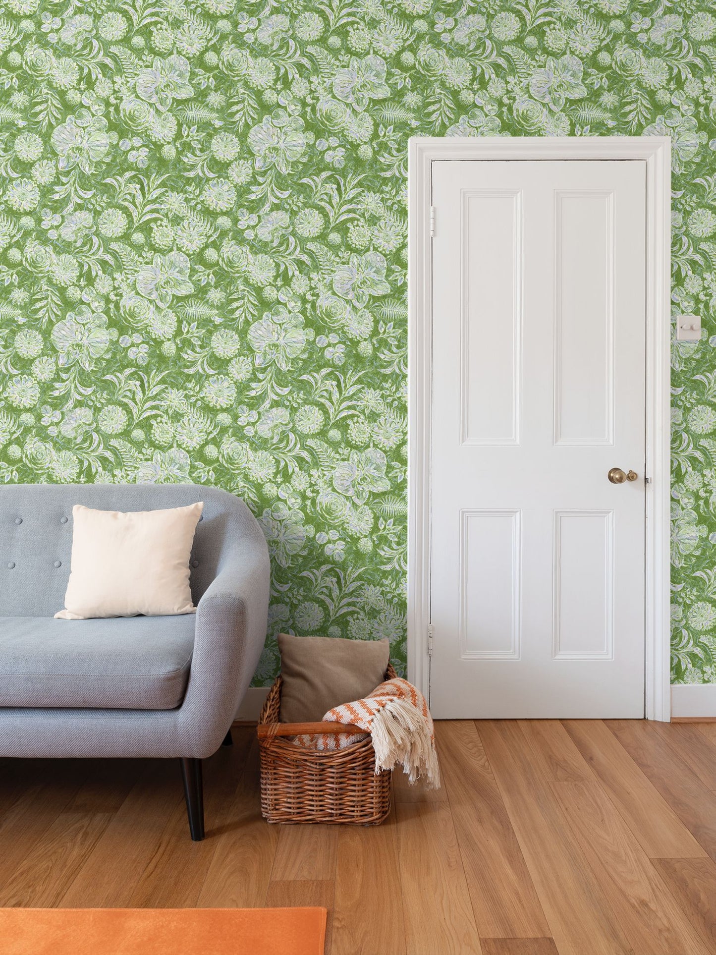 BIG FLORAL - REPEAT PATTERN WALLPAPER - OLIVE GREEN