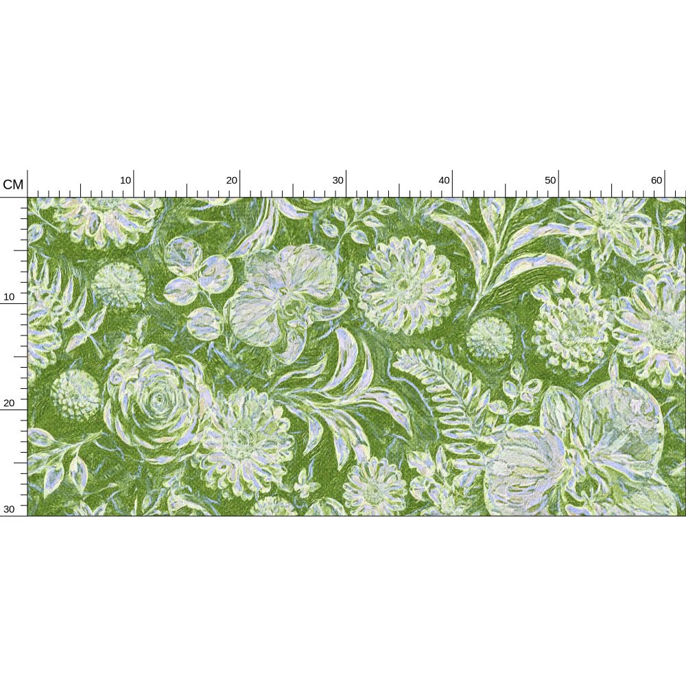 BIG FLORAL - REPEAT PATTERN WALLPAPER - OLIVE GREEN