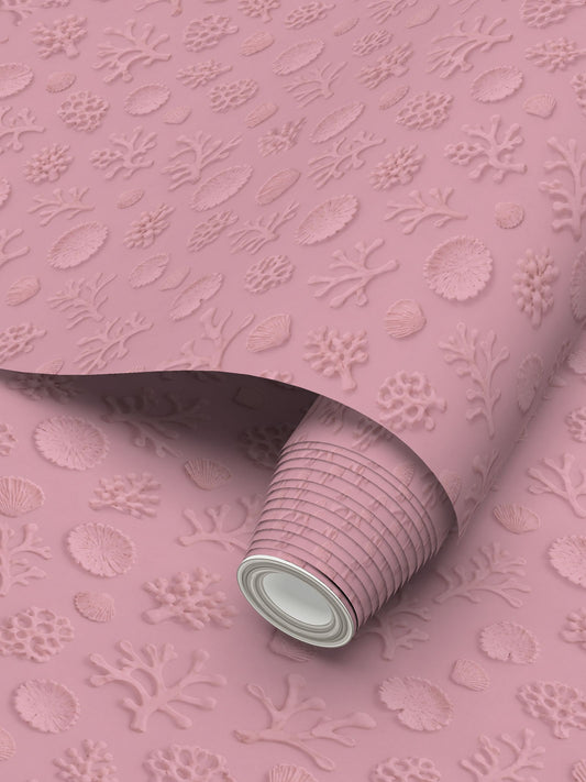 SHADOW CORAL - REPEAT PATTERN WALLPAPER - PASTEL PINK