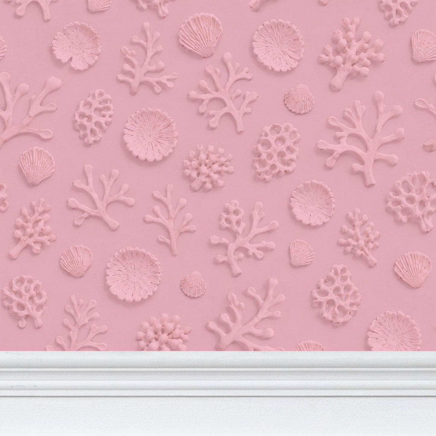 SHADOW CORAL - REPEAT PATTERN WALLPAPER - PASTEL PINK