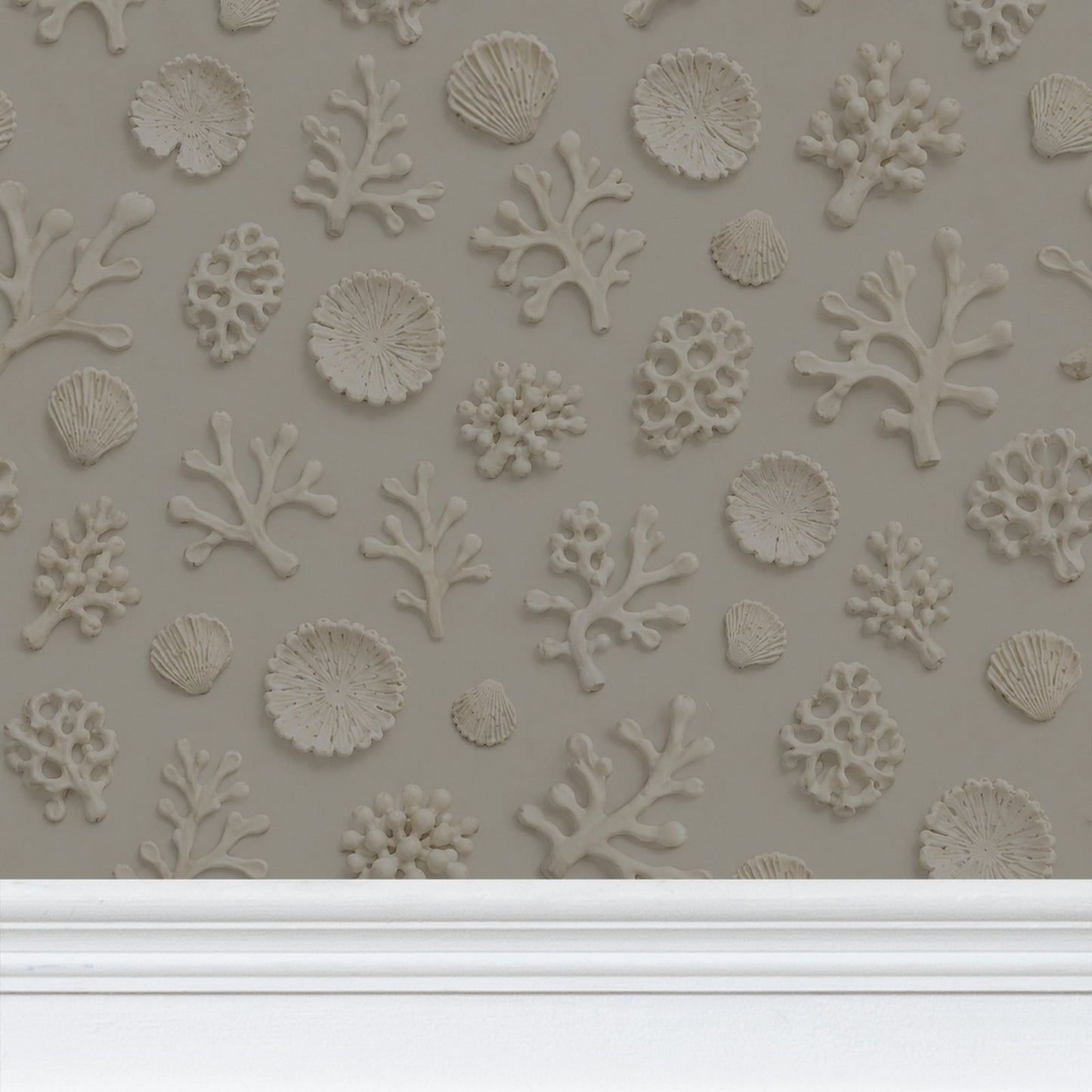 SHADOW CORAL - REPEAT PATTERN WALLPAPER - WARM GREY
