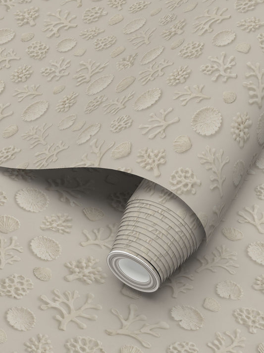 SHADOW CORAL - REPEAT PATTERN WALLPAPER - WARM STONE