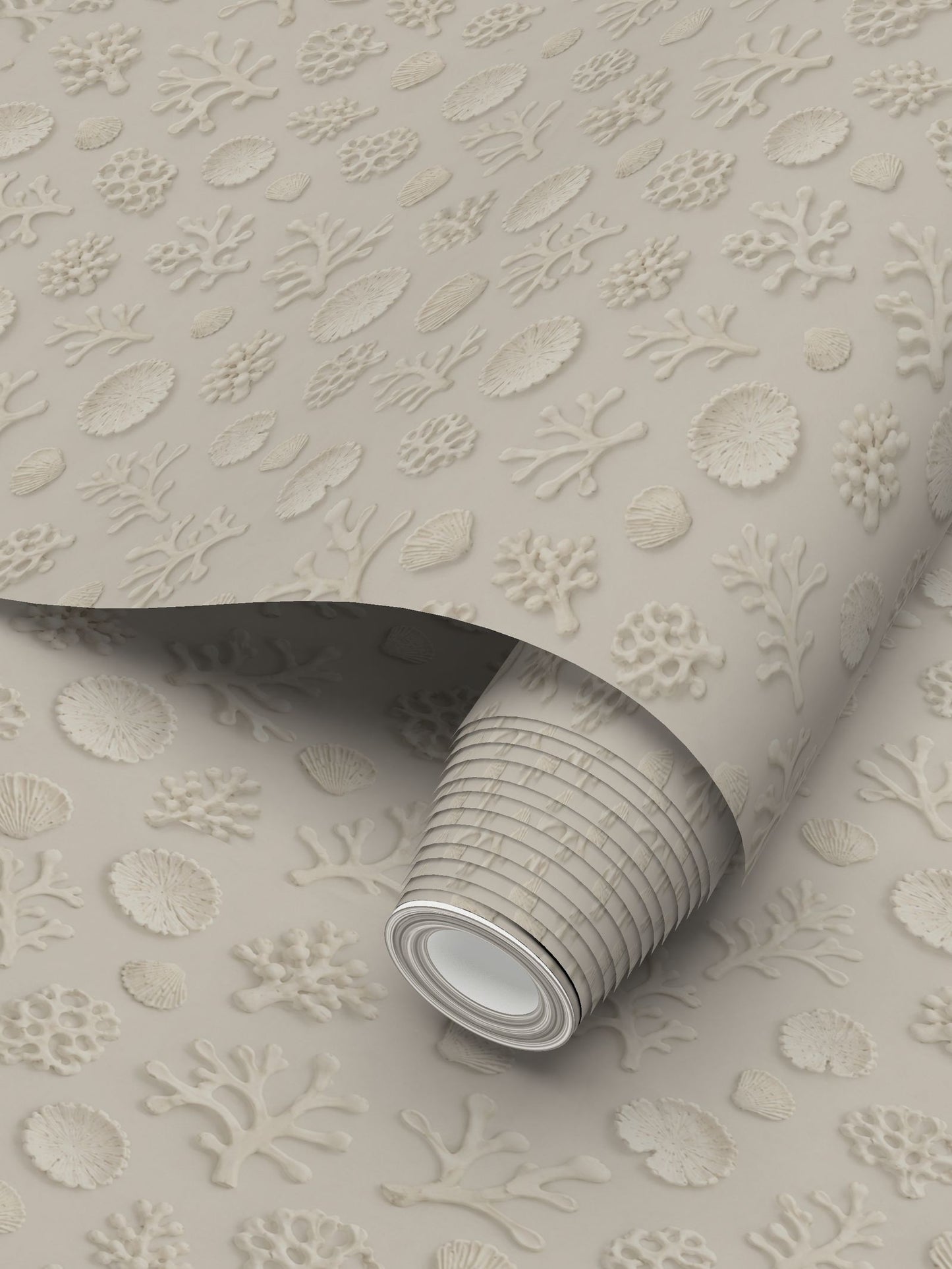 SHADOW CORAL - PEBBLE - REPEAT PATTERN WALLPAPER