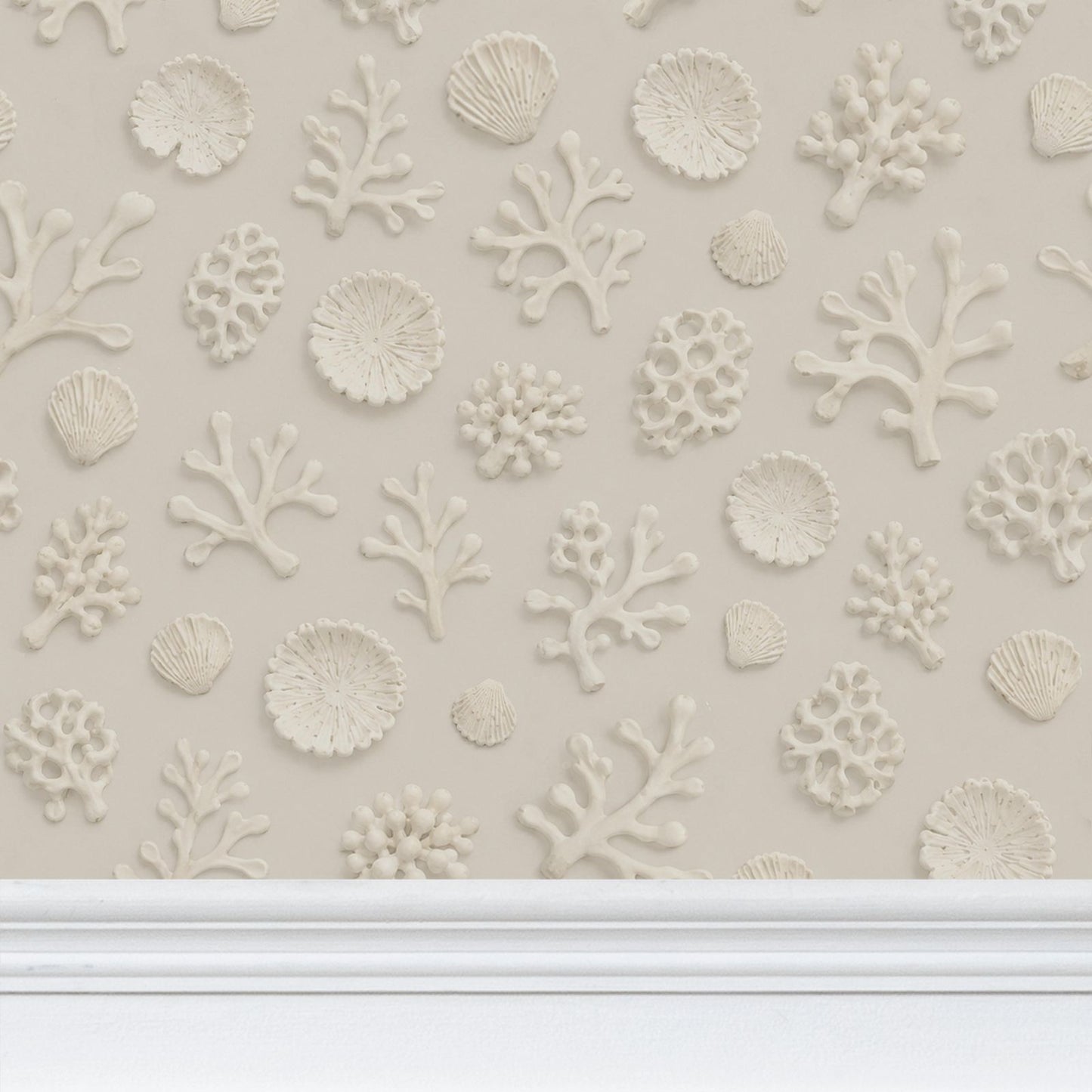SHADOW CORAL - PEBBLE - REPEAT PATTERN WALLPAPER