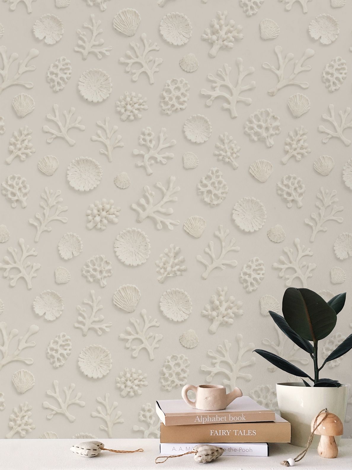 SHADOW CORAL - PEBBLE - REPEAT PATTERN WALLPAPER