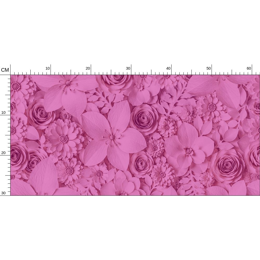 PAPER FLOWER GARDEN - REPEAT PATTERN WALLPAPER - FUSHIA TINT