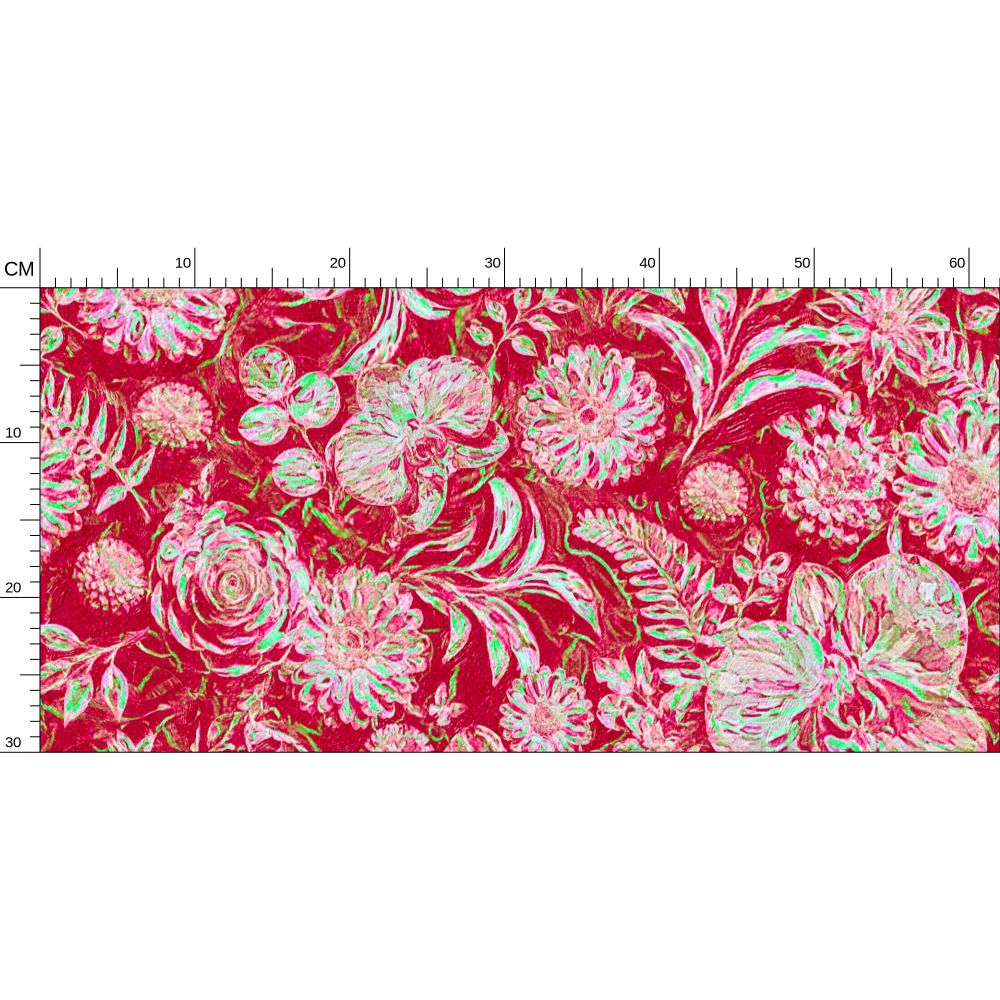 BIG FLORAL - REPEAT PATTERN WALLPAPER - SCARLET