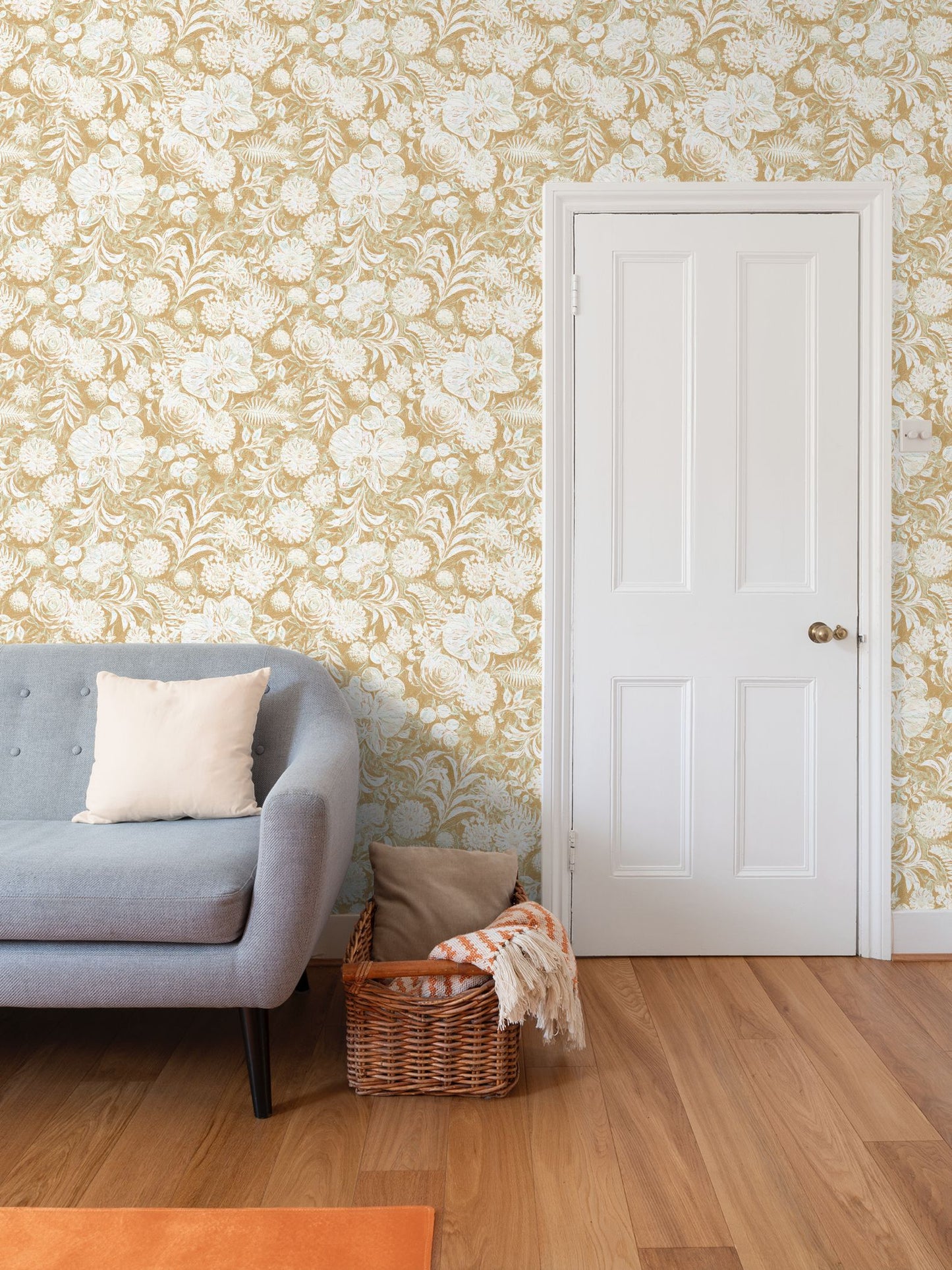 BIG FLORAL - REPEAT PATTERN WALLPAPER - SAND