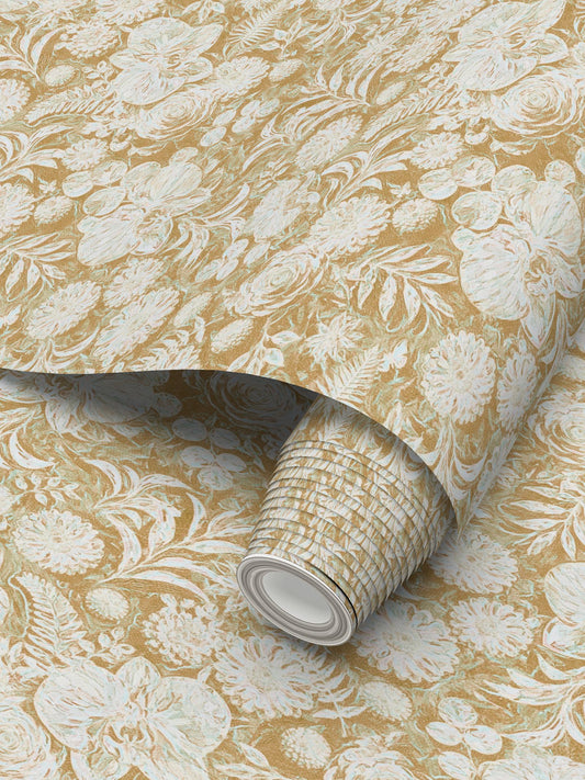 BIG FLORAL - REPEAT PATTERN WALLPAPER - SAND