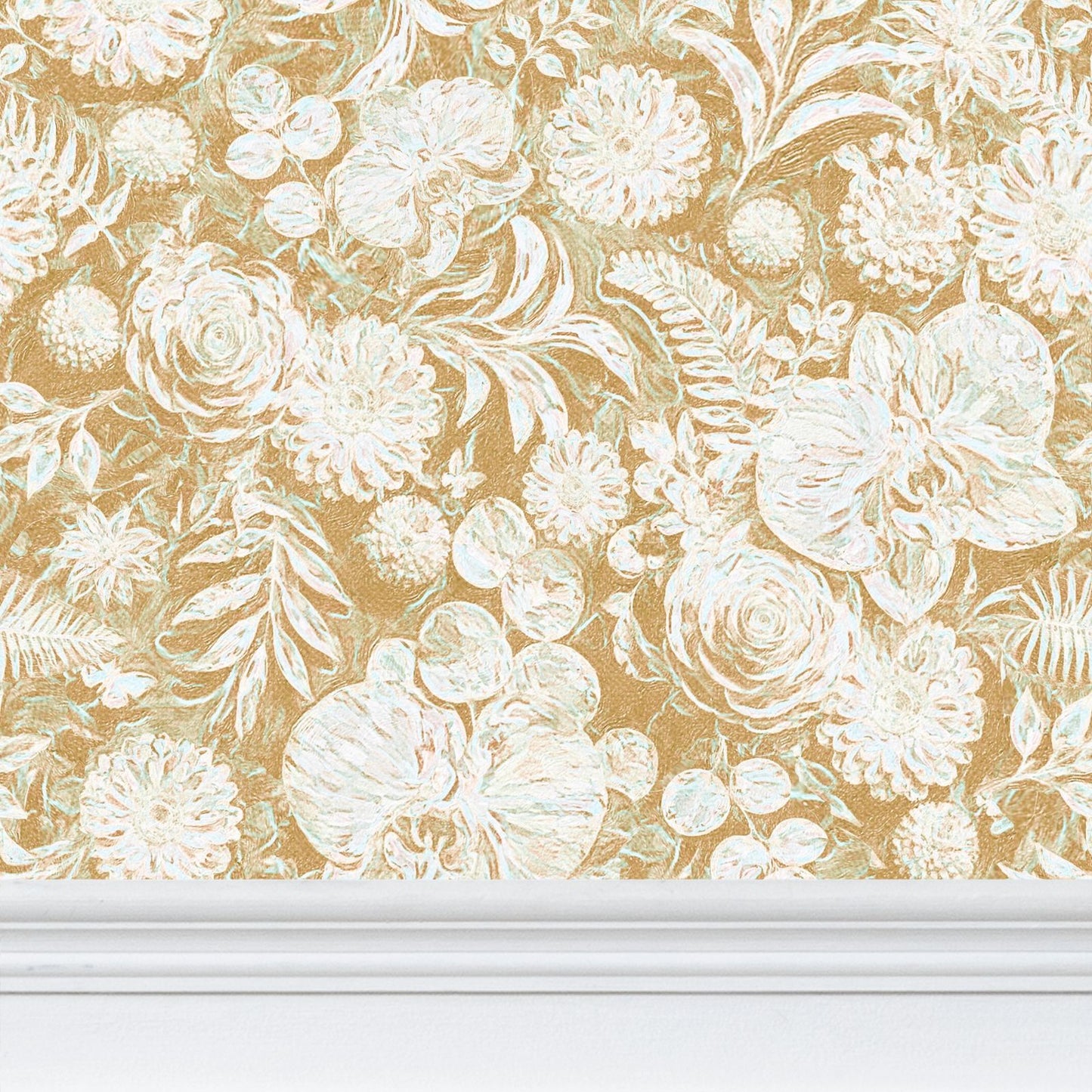 BIG FLORAL - REPEAT PATTERN WALLPAPER - SAND