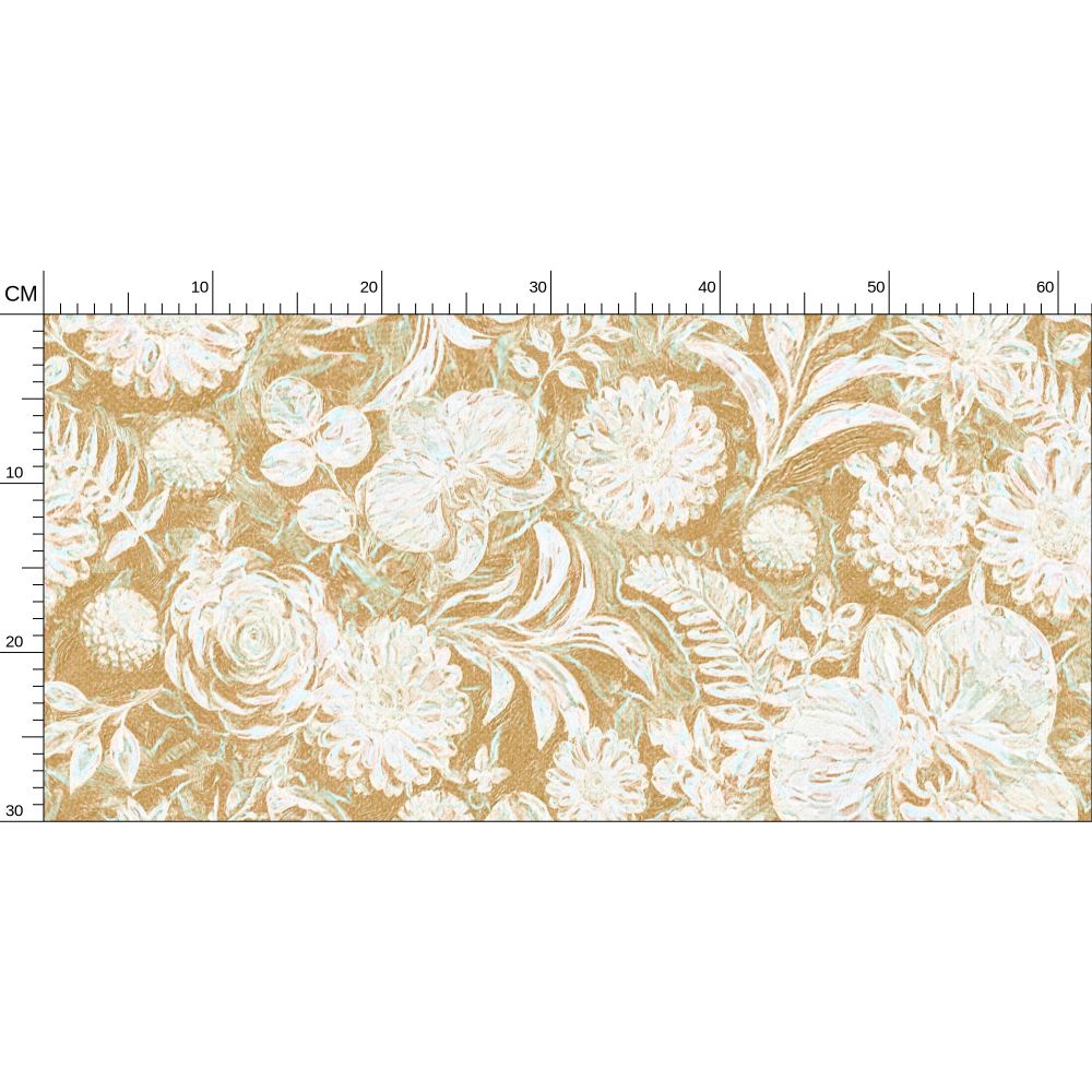 BIG FLORAL - REPEAT PATTERN WALLPAPER - SAND