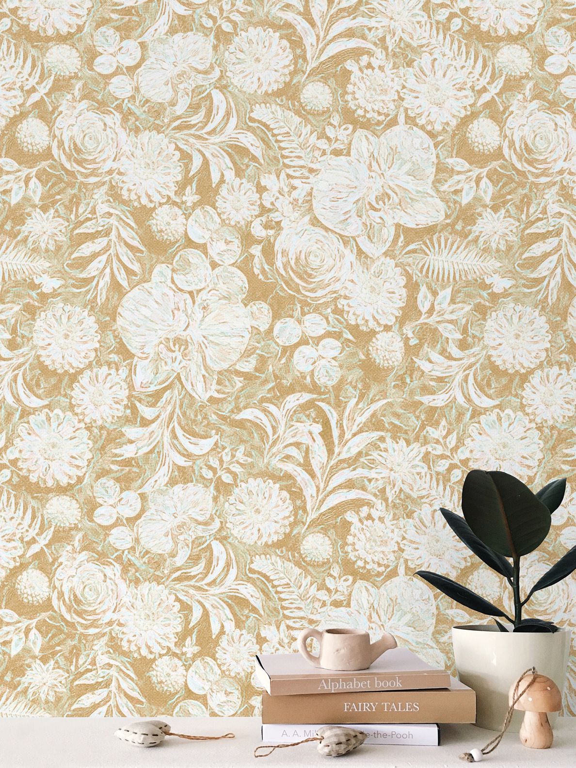 BIG FLORAL - REPEAT PATTERN WALLPAPER - SAND