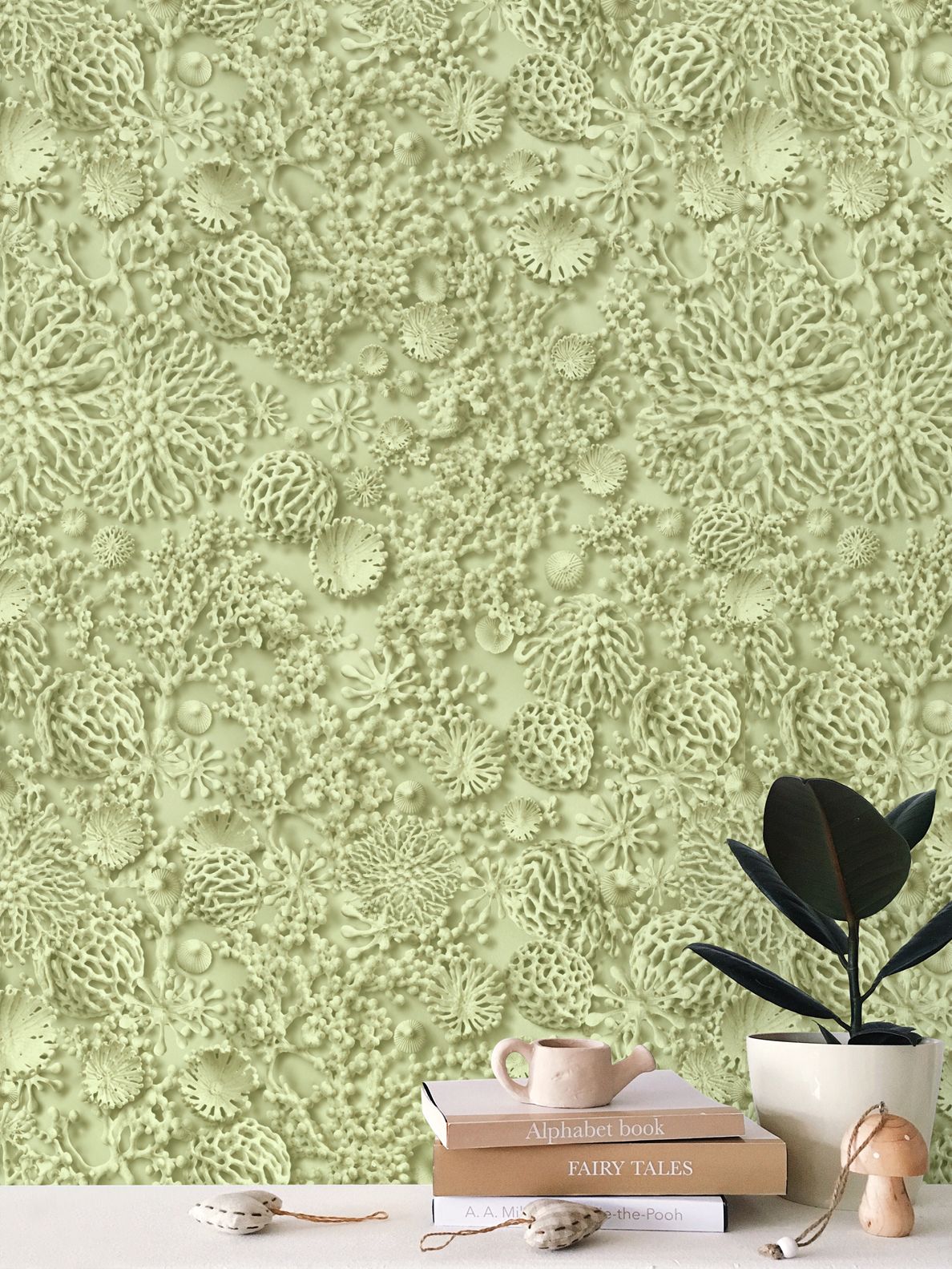 QUIET CORAL - SEA GRASS - REPEAT PATTERN WALLPAPER