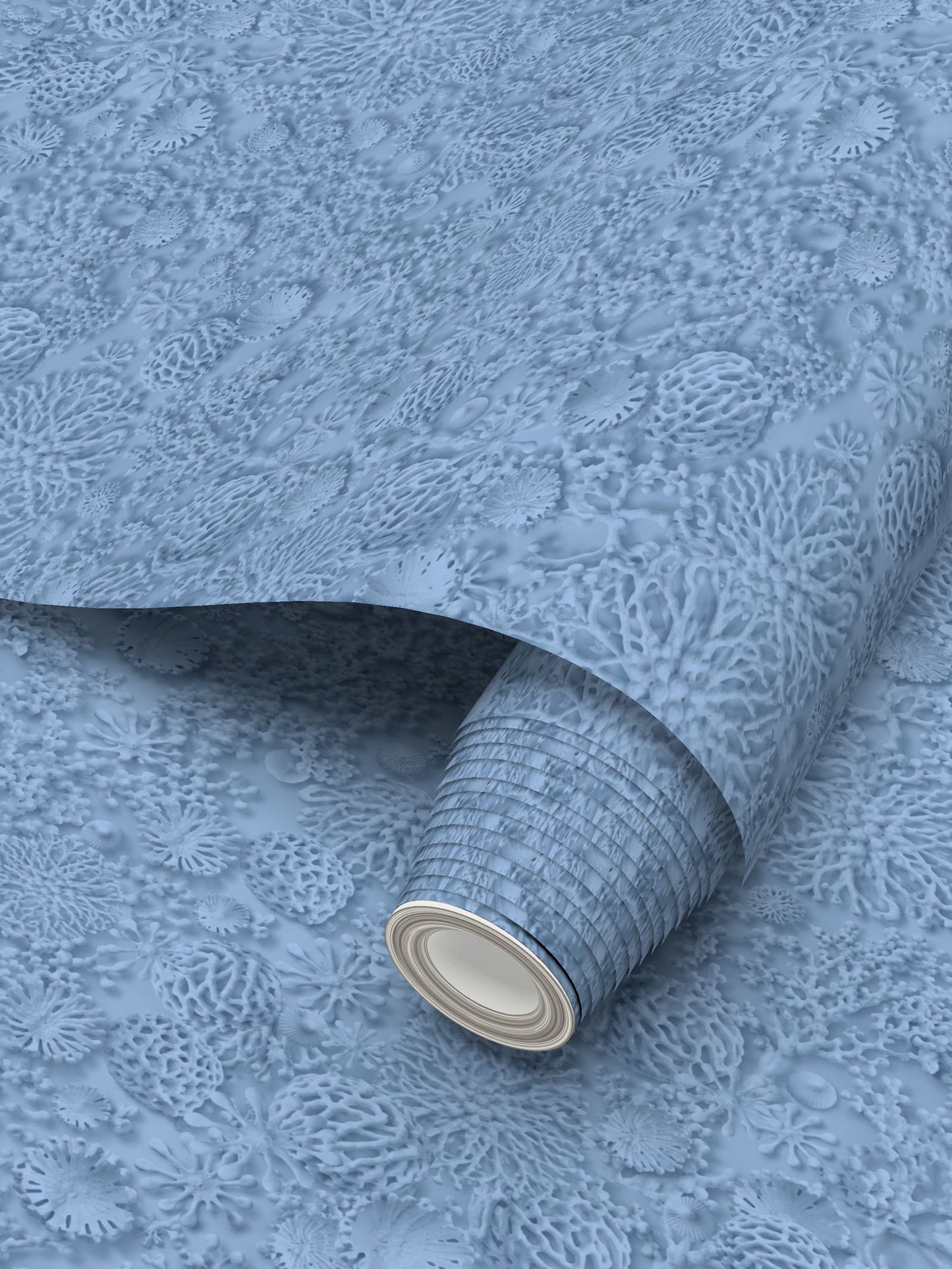 QUIET CORAL - BLUE TIDE - REPEAT PATTERN WALLPAPER
