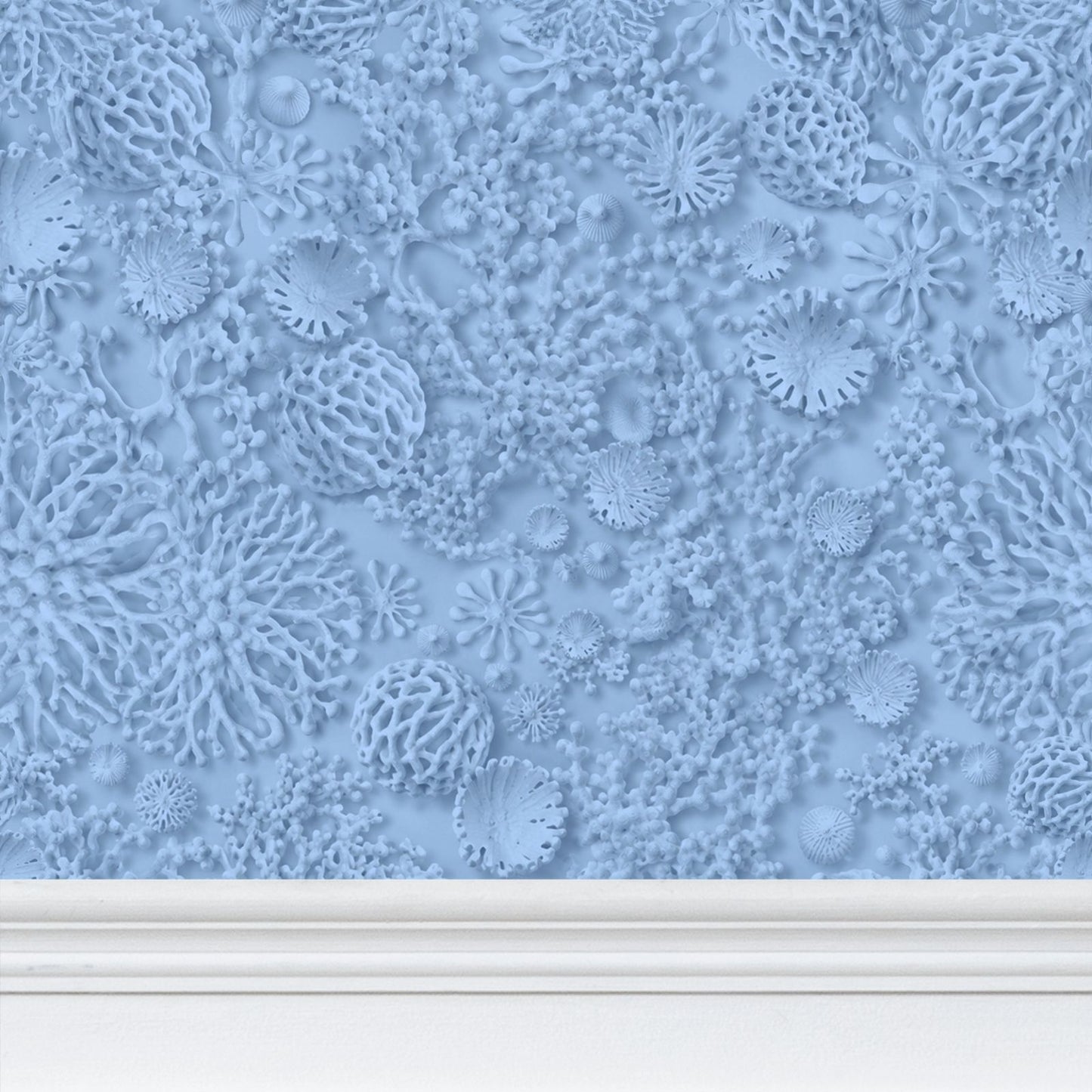 QUIET CORAL - BLUE TIDE - REPEAT PATTERN WALLPAPER