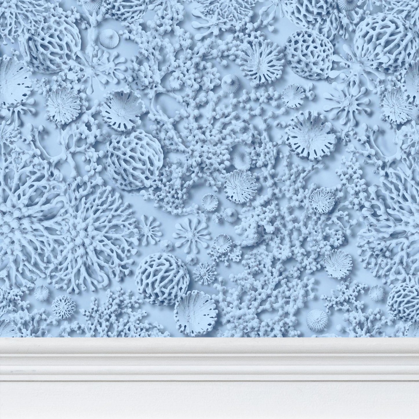 QUIET CORAL - BLUE TIDE - REPEAT PATTERN WALLPAPER